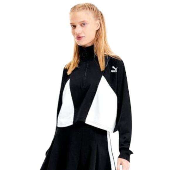 PUMA Cropped Half Zip Jacket Black Size Medium NWT - Picture 4 of 6